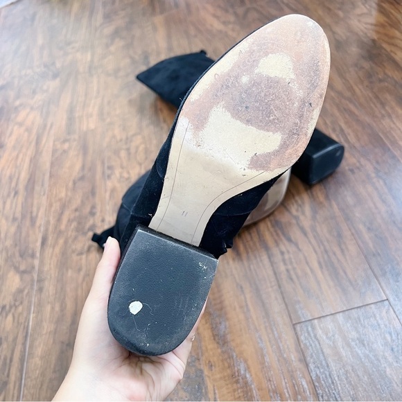 Sam Edelman • Thora Knee Boots black suede leather tall block heel almond toe - Picture 12 of 12